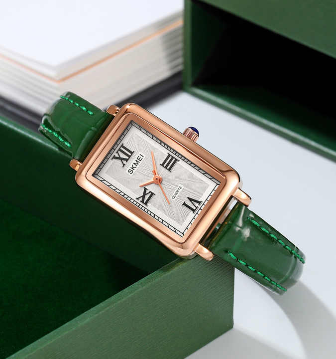 Women’s Square Leather Strap Quartz Watch | 22 mm Dial | 3 ATM Water Resistant