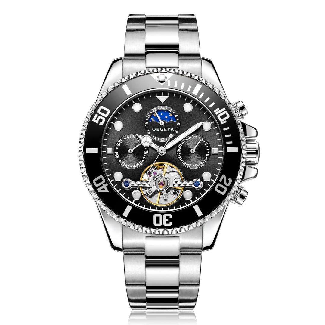 Men’s Automatic Tourbillon Watch 43 mm | Stainless Steel Bracelet | Open-Heart Dial & Full Calendar | 3 ATM