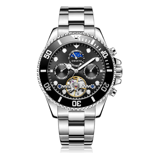 Men’s Automatic Tourbillon Watch 43 mm | Stainless Steel Bracelet | Open-Heart Dial & Full Calendar | 3 ATM