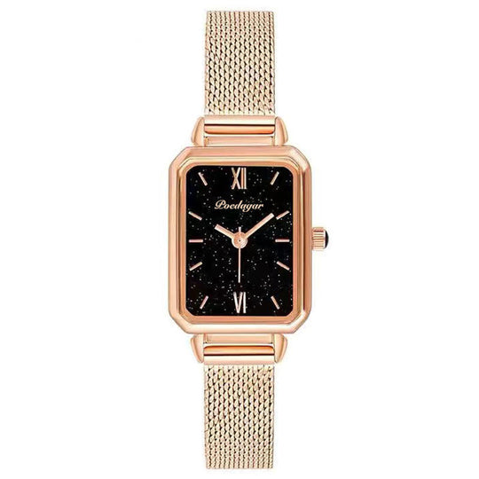 Women’s Minimalist Stainless-Steel Mesh Quartz Watch | Chronograph & Weekday Display | 3 ATM
