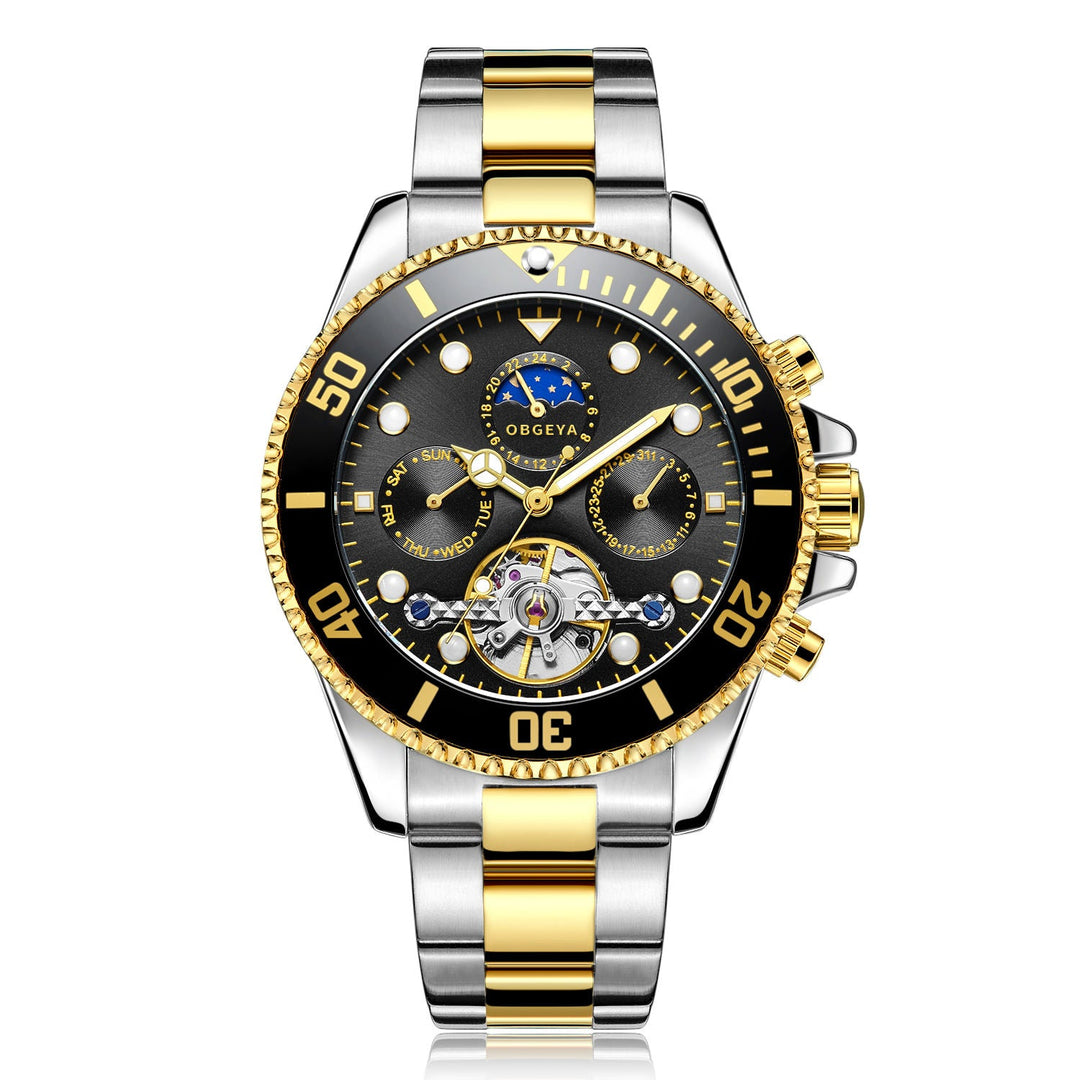 Men’s Automatic Tourbillon Watch 43 mm | Stainless Steel Bracelet | Open-Heart Dial & Full Calendar | 3 ATM