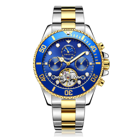 Men’s Automatic Tourbillon Watch 43 mm | Stainless Steel Bracelet | Open-Heart Dial & Full Calendar | 3 ATM