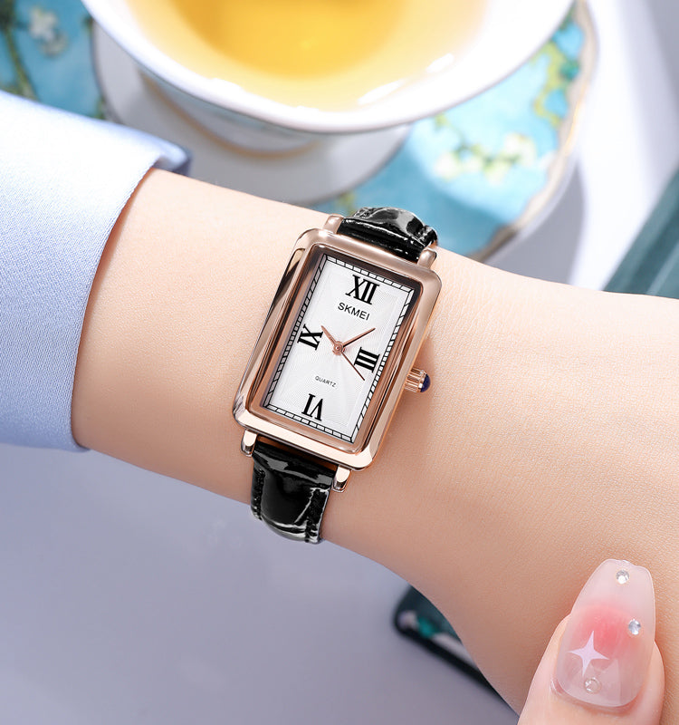 Women’s Square Leather Strap Quartz Watch | 22 mm Dial | 3 ATM Water Resistant