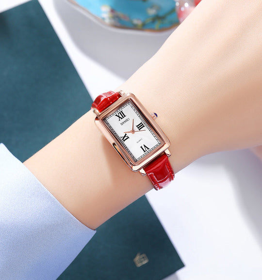 Women’s Square Leather Strap Quartz Watch | 22 mm Dial | 3 ATM Water Resistant