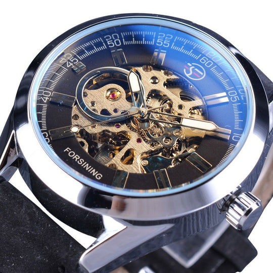 Men’s Skeleton Automatic Watch | 42 mm Case | Sport Design | 3 ATM Water Resistant | Leather Strap