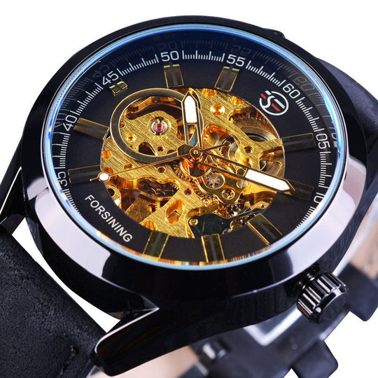 Men’s Skeleton Automatic Watch | 42 mm Case | Sport Design | 3 ATM Water Resistant | Leather Strap
