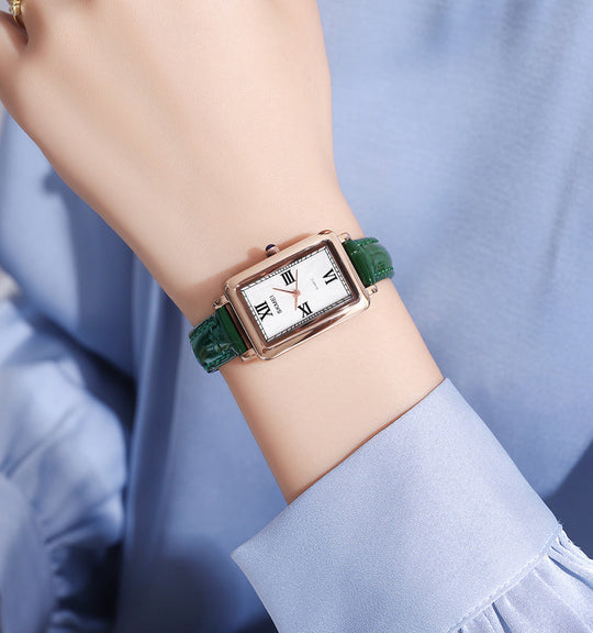 Women’s Square Leather Strap Quartz Watch | 22 mm Dial | 3 ATM Water Resistant