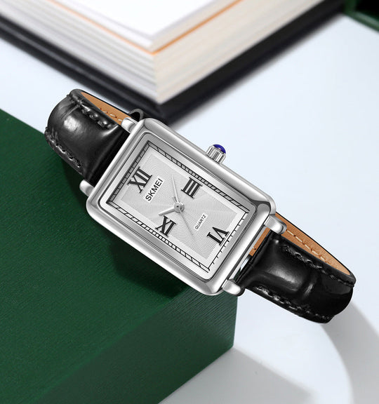 Women’s Square Leather Strap Quartz Watch | 22 mm Dial | 3 ATM Water Resistant