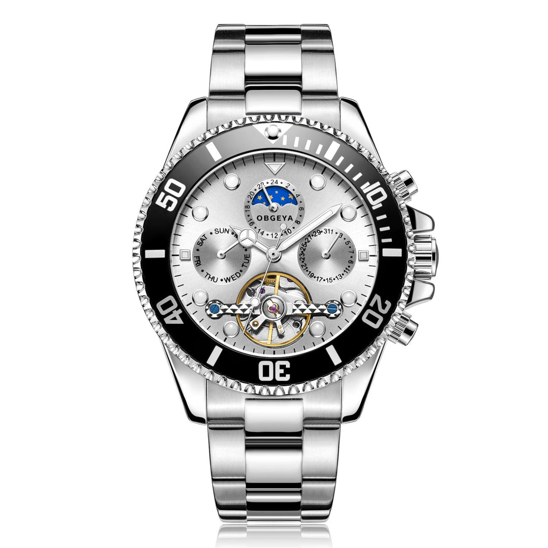 Men’s Automatic Tourbillon Watch 43 mm | Stainless Steel Bracelet | Open-Heart Dial & Full Calendar | 3 ATM