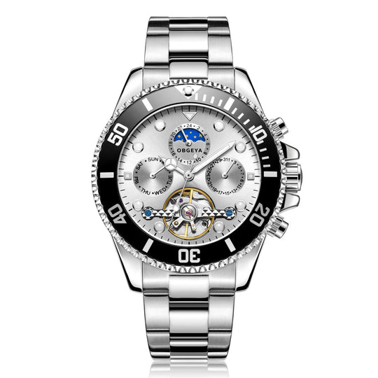 Men’s Automatic Tourbillon Watch 43 mm | Stainless Steel Bracelet | Open-Heart Dial & Full Calendar | 3 ATM