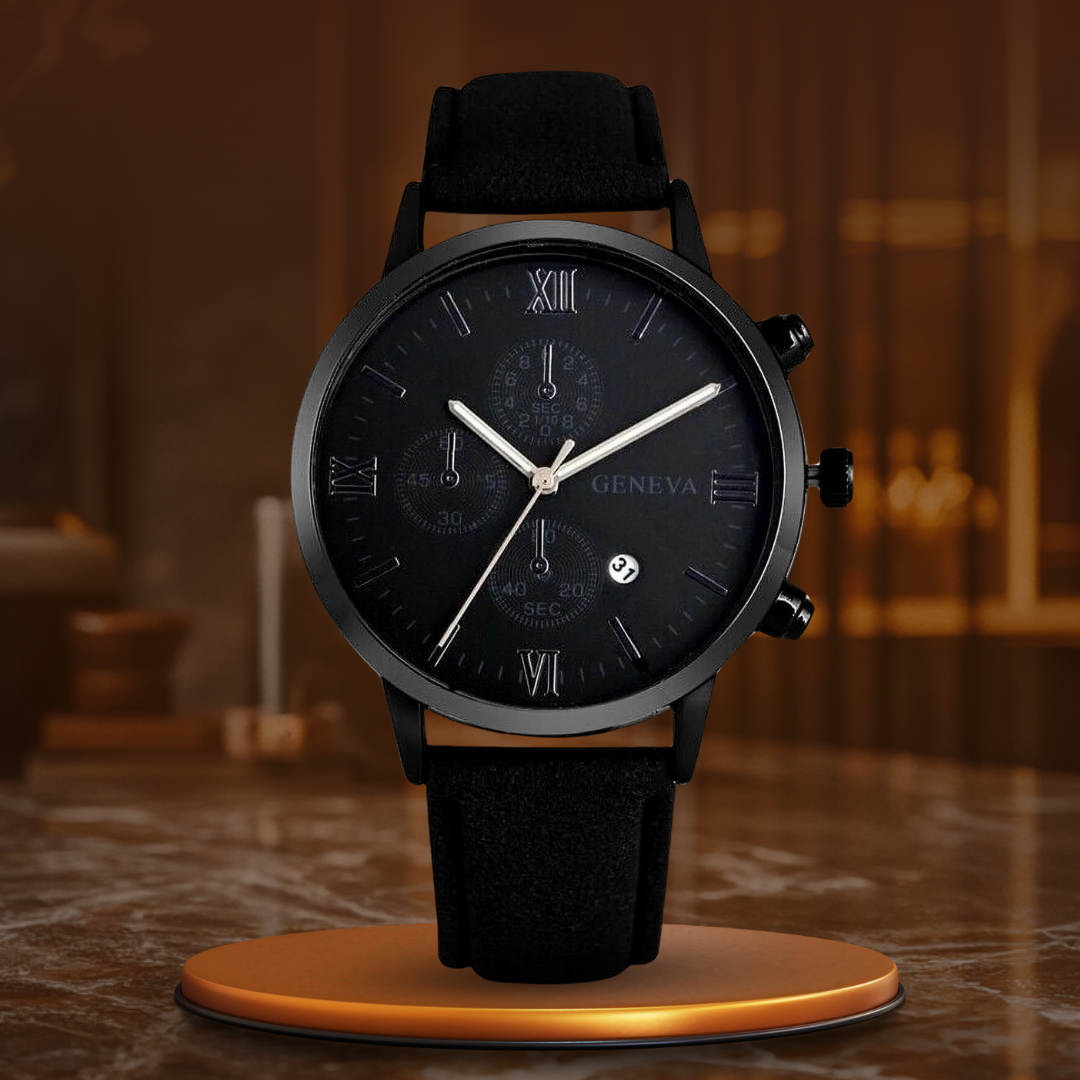 Men’s Casual Analog Quartz Watch | Minimal Dial | Leather Strap
