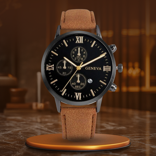 Men’s Casual Analog Quartz Watch | Minimal Dial | Leather Strap
