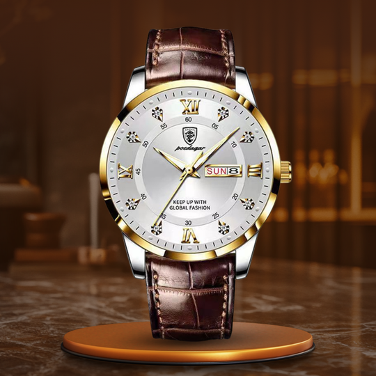 Men’s Durable Luminous Watch | 42 mm Case | Leather Strap | 3 ATM