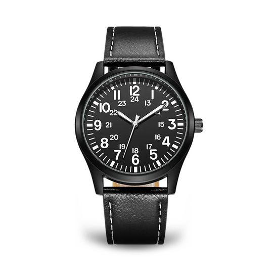 Men’s Military Field Quartz Watch | 42 mm | Black Dial | Green Nylon Strap | 24h Display
