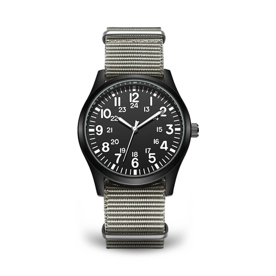 Men’s Military Adventure Field Watch | 42 mm | Nylon Strap | 24-Hour Dial