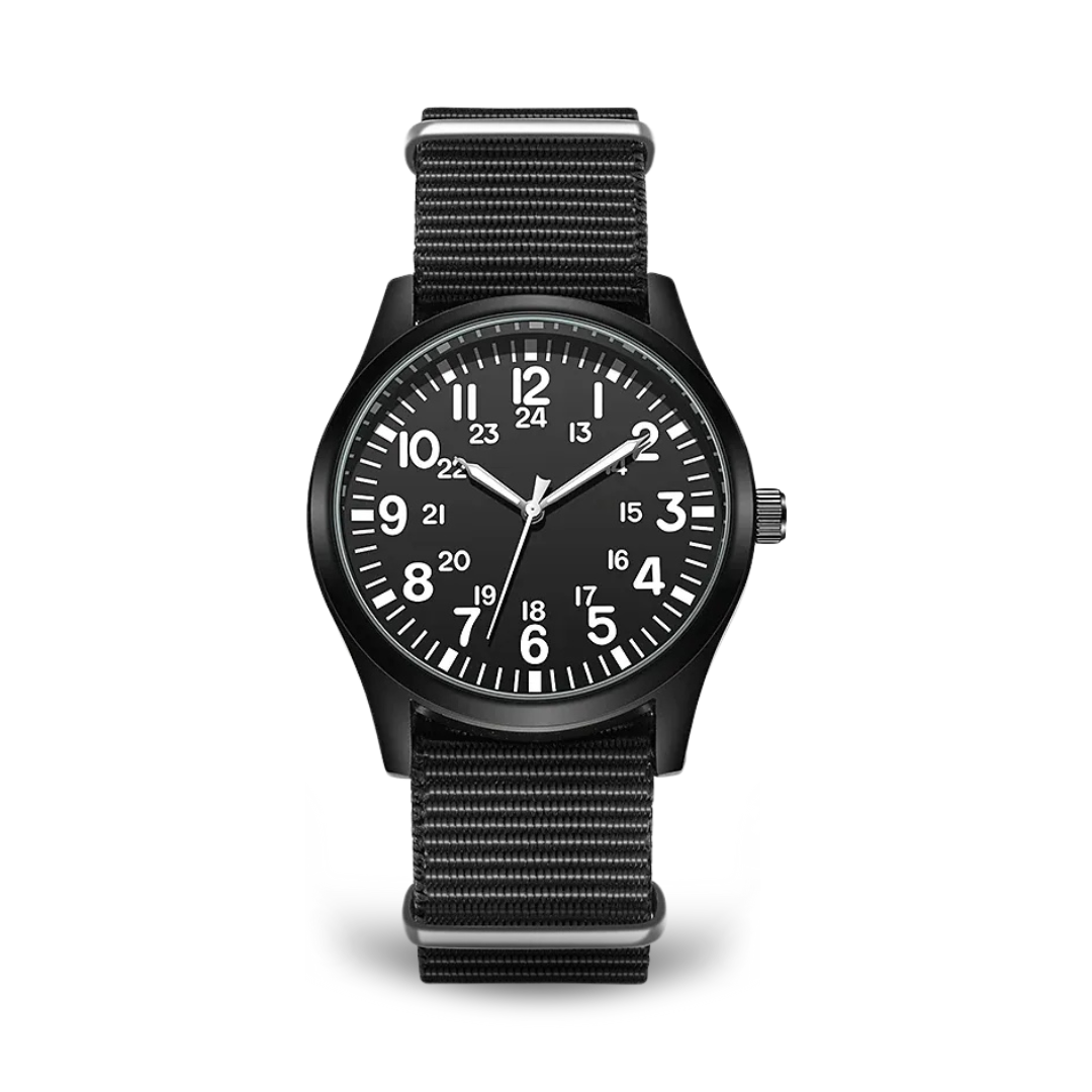 Men’s Military Adventure Field Watch | 42 mm | Nylon Strap | 24-Hour Dial