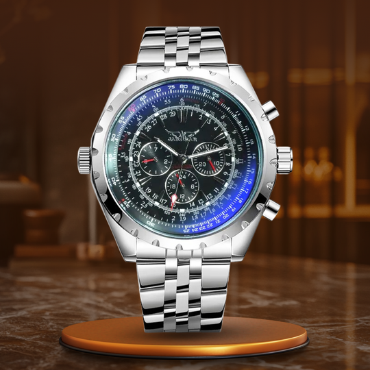 Men’s Automatic Pilot Chronograph Watch 48 mm | Stainless Steel Bracelet | Rotating Bezel | 3 ATM