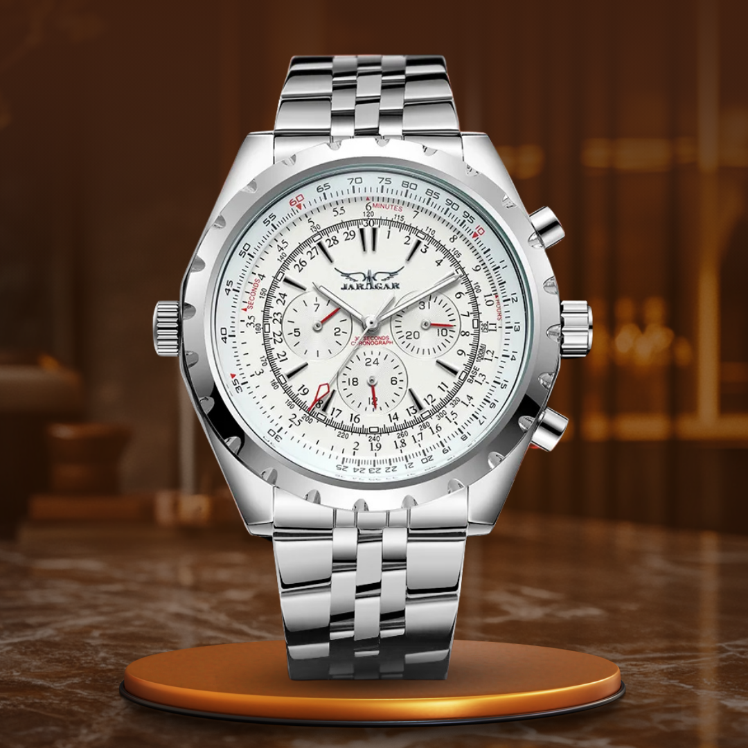 Men’s Automatic Pilot Chronograph Watch 48 mm | Stainless Steel Bracelet | Rotating Bezel | 3 ATM