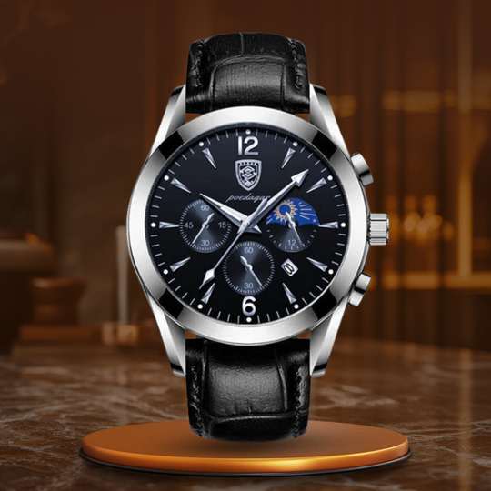 Men’s Modern Quartz Dress Watch | 42 mm Case | Luminous |  Water-Resistant | Leather Strap