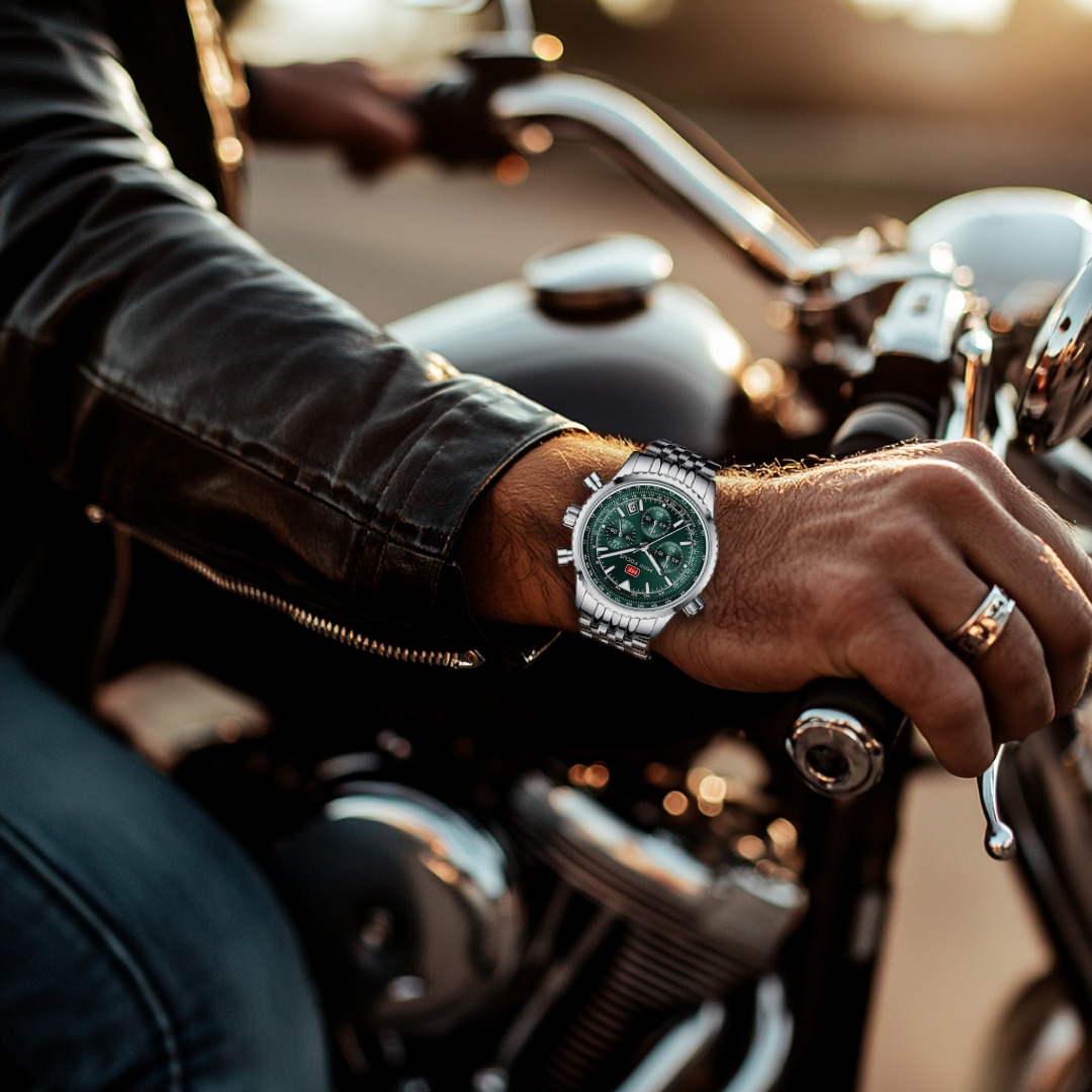 Men’s Stainless Steel Pilot Chronograph Watch | 44 mm Case | MINI FOCUS | 3 ATM Water Resistant