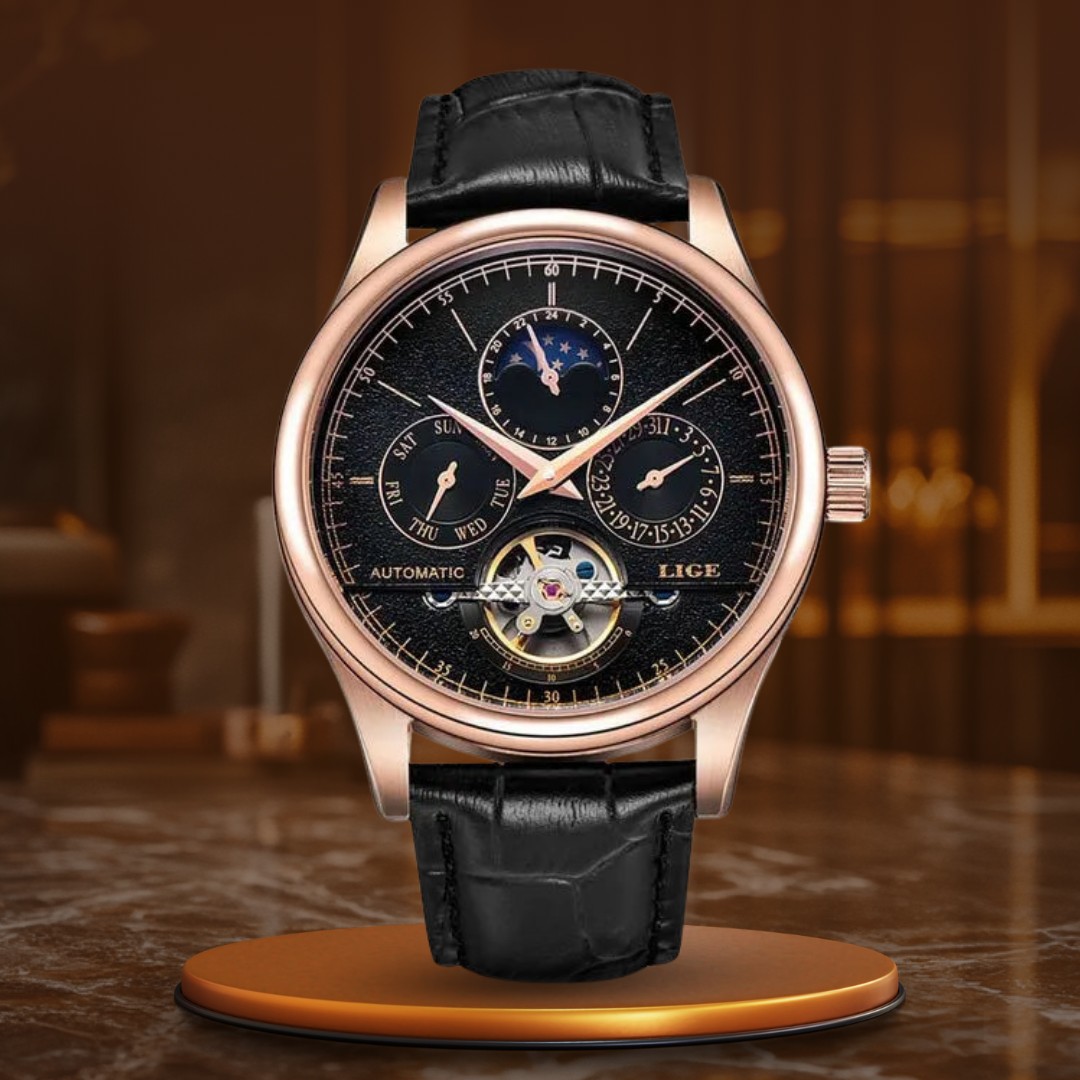 Men’s Automatic Mechanical Watch | 40 mm | Dress Style | Leather Strap | 3ATM Water Resistant