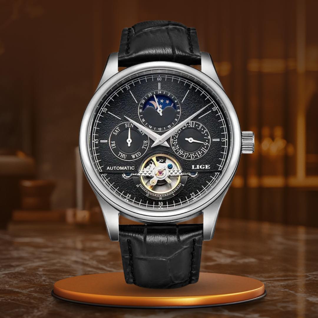 Men’s Automatic Mechanical Watch | 40 mm | Dress Style | Leather Strap | 3ATM Water Resistant