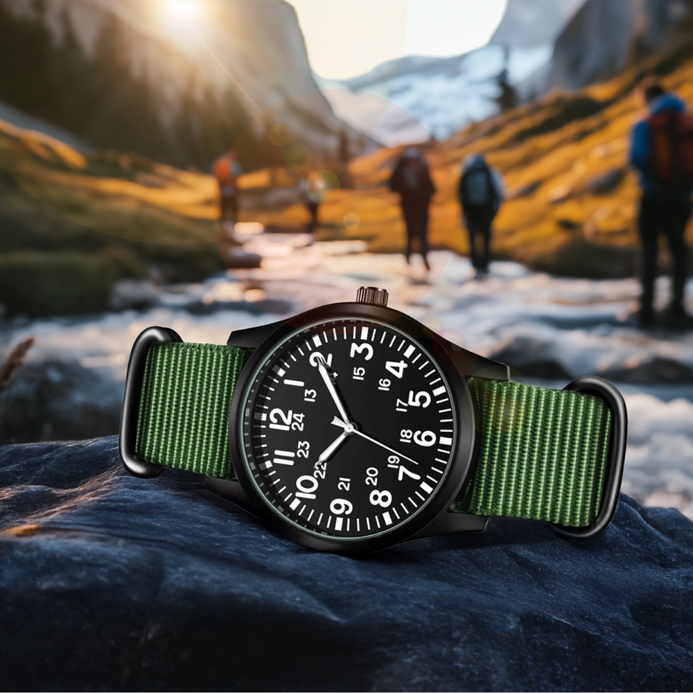 Men’s Military Adventure Field Watch | 42 mm | Nylon Strap | 24-Hour Dial