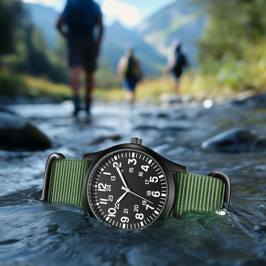 Men’s Military Adventure Field Watch | 42 mm | Nylon Strap | 24-Hour Dial