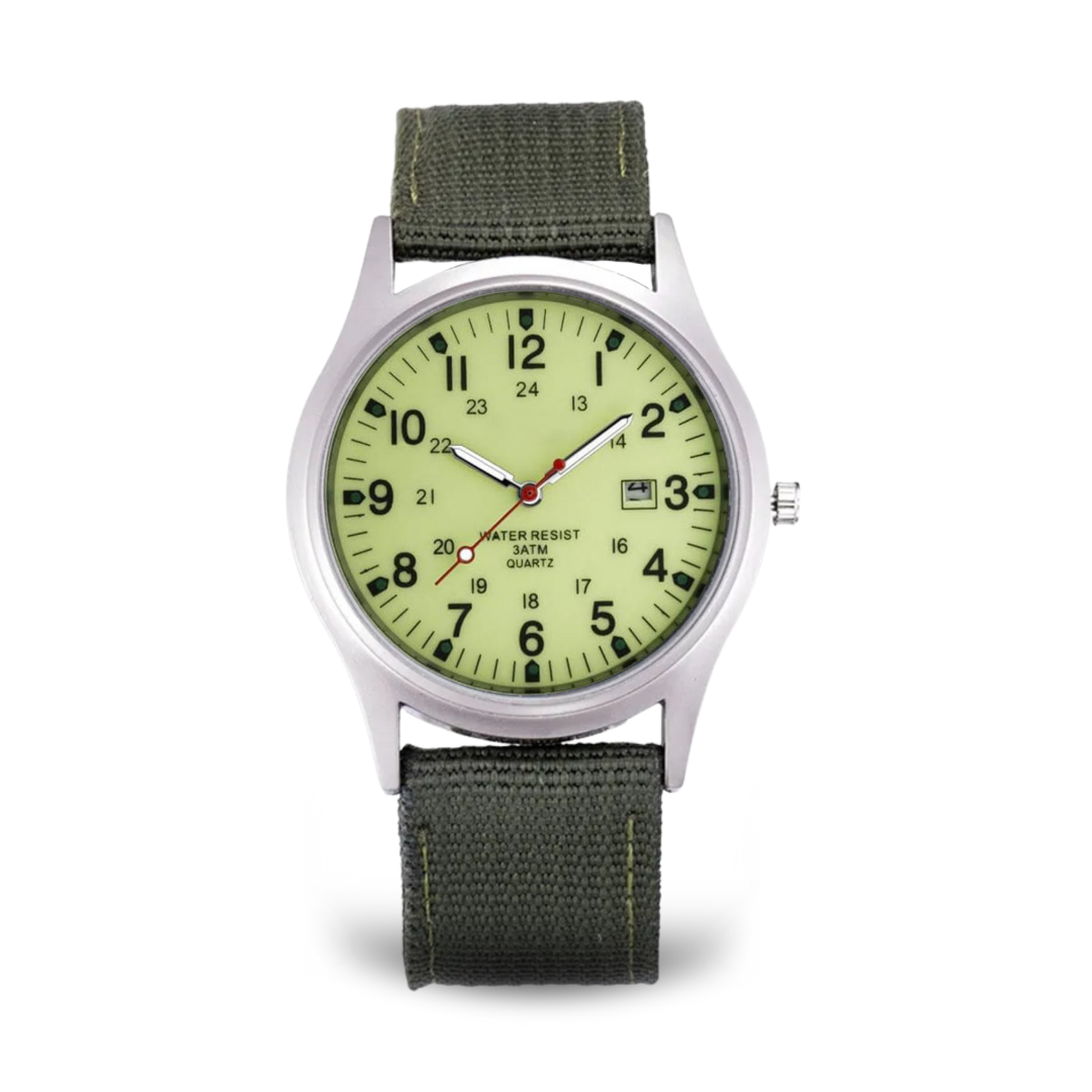 Men’s Military Adventure Field Watch | 40 mm | Green Dial | Nylon Strap | Date Display