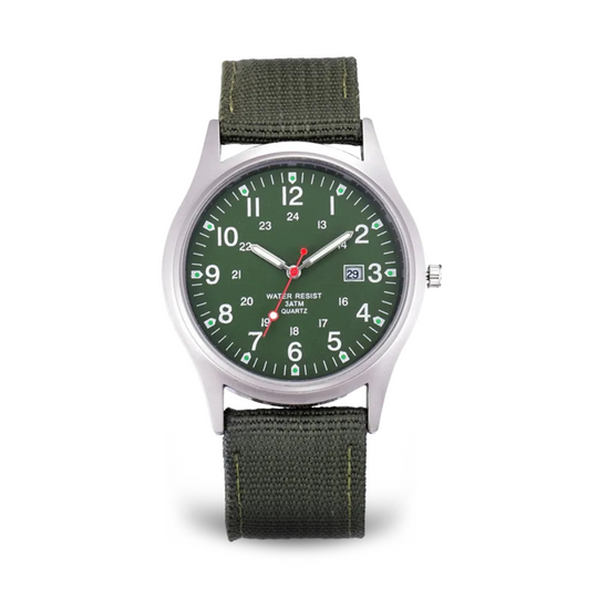 Men’s Military Field Watch | 40 mm | Nylon Strap | Quartz & Date | 3 ATM