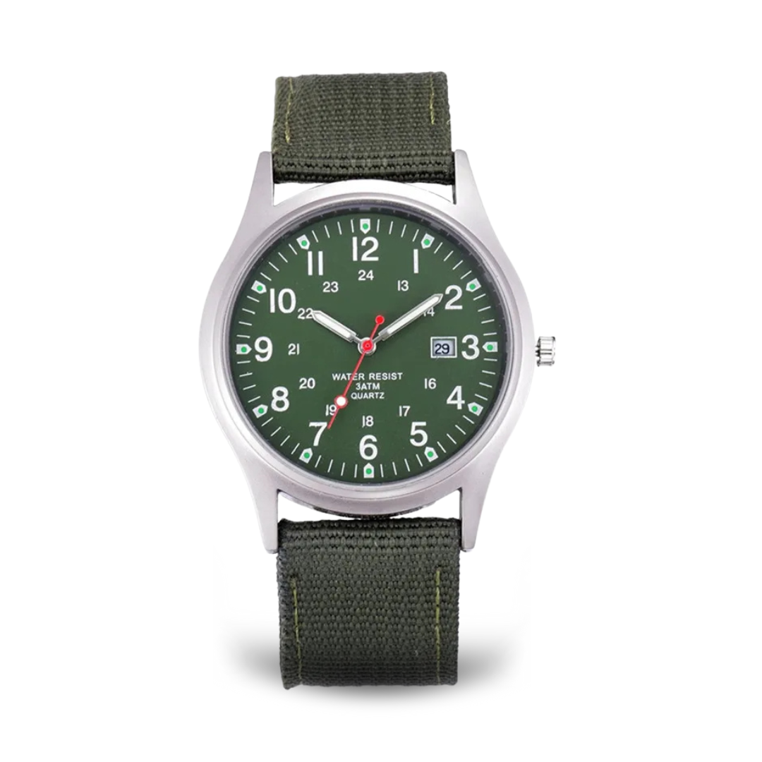 Men’s Military Field Watch | 40 mm | Nylon Strap | Quartz & Date | 3 ATM