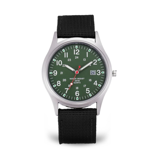 Men’s Military Adventure Field Watch | 40 mm | Green Dial | Nylon Strap | Date Display