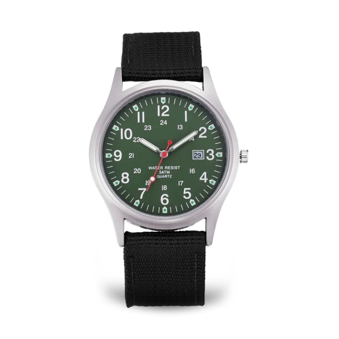 Men’s Military Field Watch | 40 mm | Nylon Strap | Quartz & Date | 3 ATM