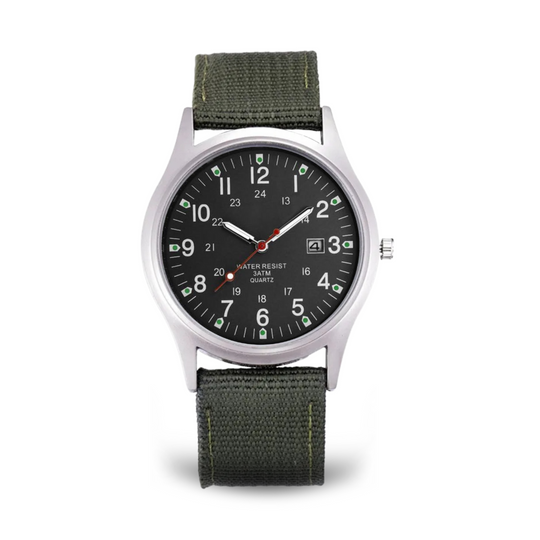 Men’s Military Field Watch | 40 mm | Nylon Strap | Quartz & Date | 3 ATM