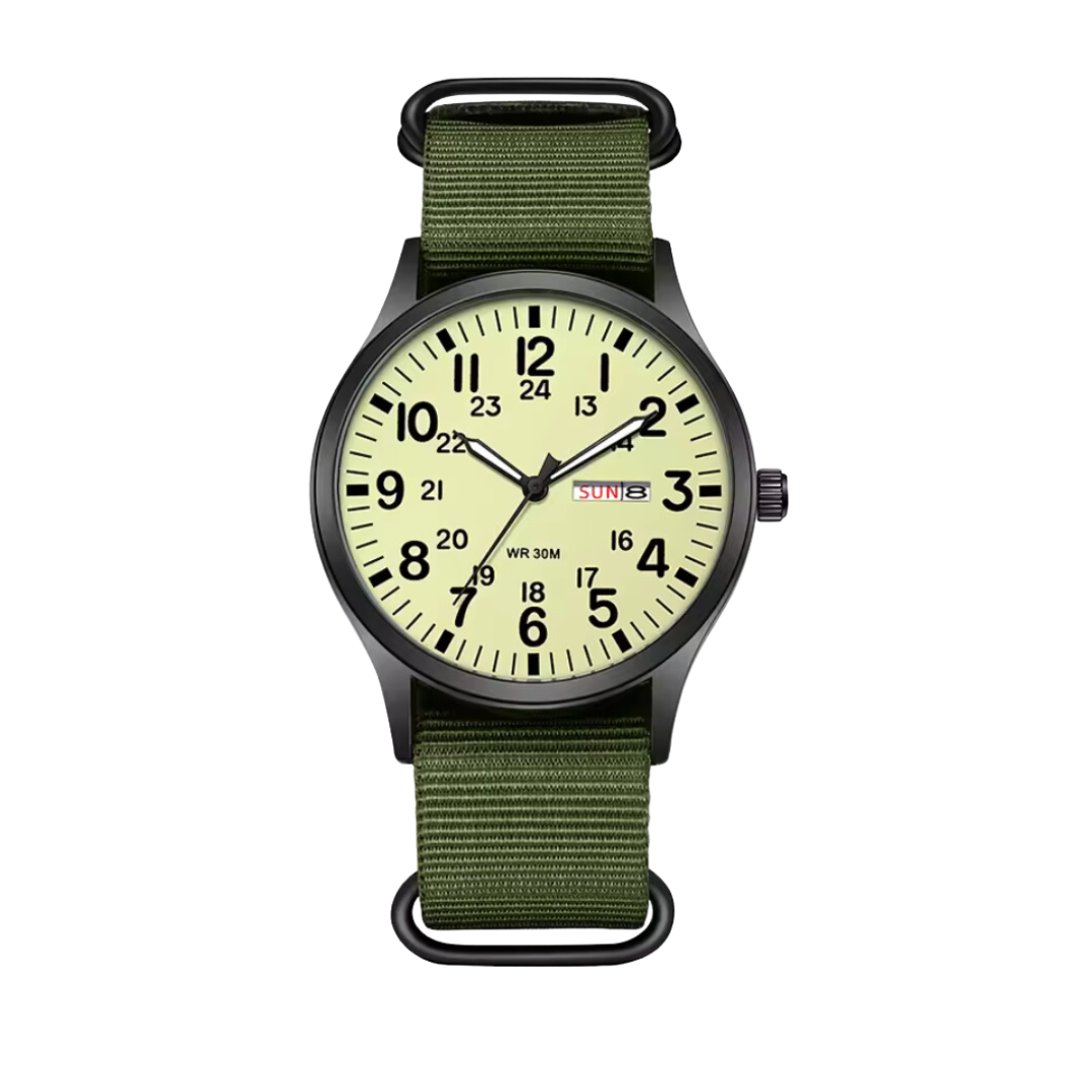 Men’s Durable Field Watch | 42 mm Case | Nylon Strap | Shock-resistant Style