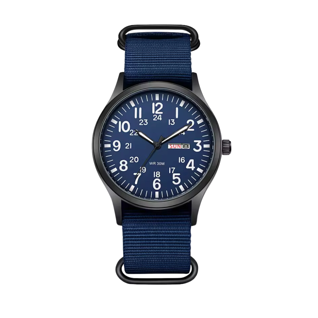 Men’s Field Quartz Watch 42 mm | Day-Date Display | Nylon Strap | 3 ATM