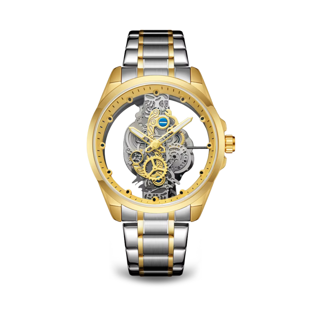 Men’s Stainless Steel Skeleton Watch | Open Mechanical Dial Bracelet | Motorhead Series | 3 ATM Water Resistant