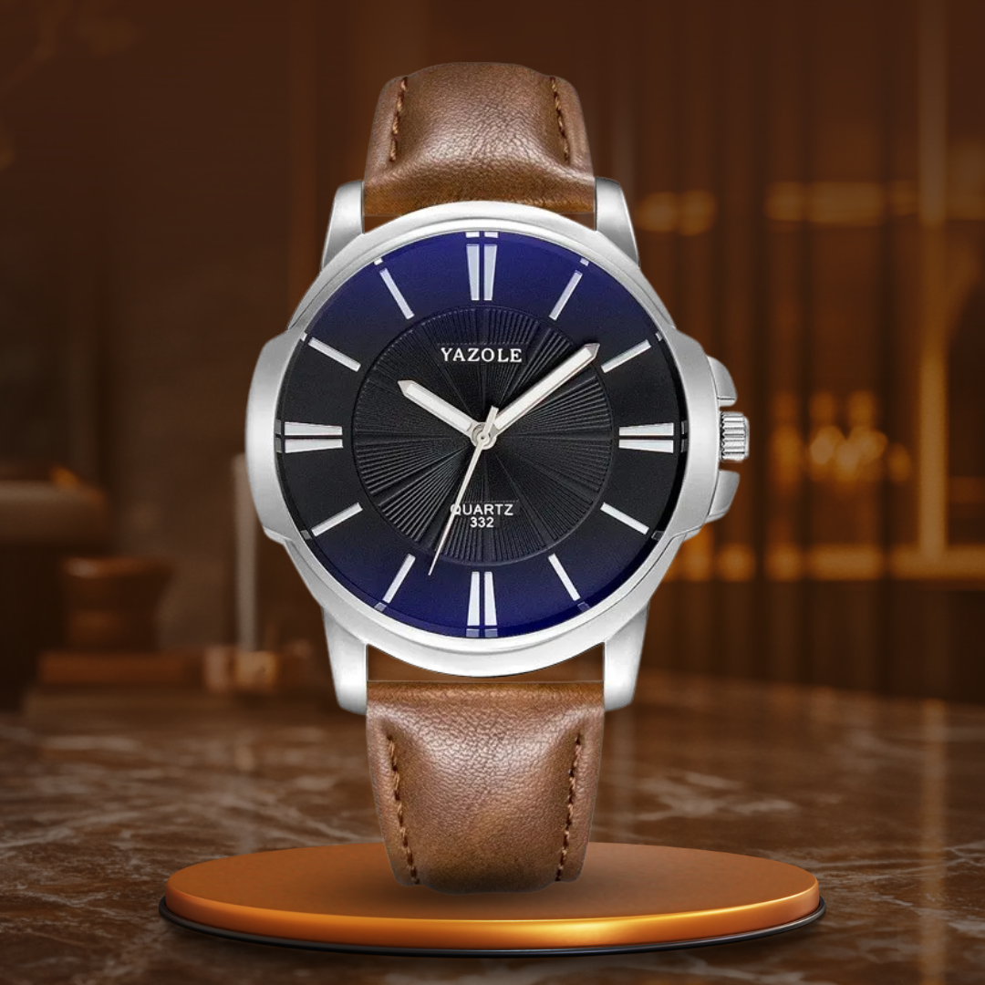 Men’s Quartz Leather Watch | Classic Business Dial | 40 mm Case | 3 ATM Water-Resistant