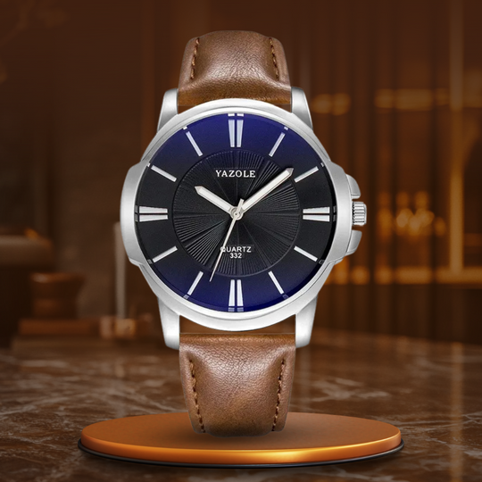 Men’s Quartz Leather Watch | Classic Business Dial | 40 mm Case | 3 ATM Water-Resistant