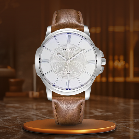 Men’s Quartz Leather Watch | Classic Business Dial | 40 mm Case | 3 ATM Water-Resistant