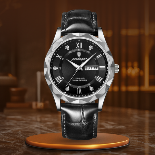 Men’s Luxury Leather Band Quartz Watch | 41 mm | 3 ATM