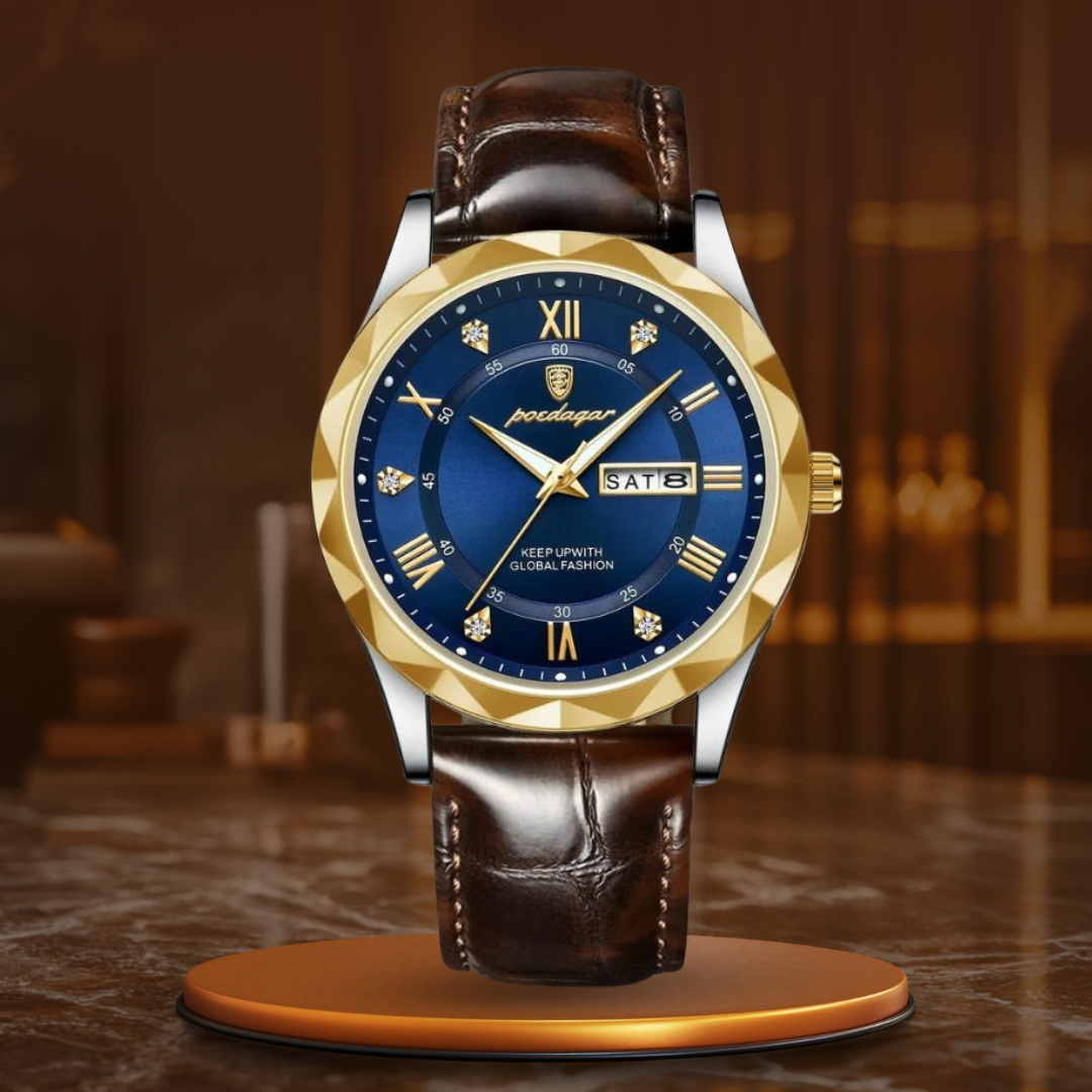 Men’s Luxury Leather Band Quartz Watch | 41 mm | 3 ATM