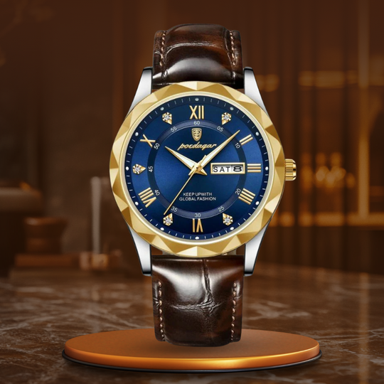 Men’s Luxury Leather Band Quartz Watch | 41 mm | 3 ATM