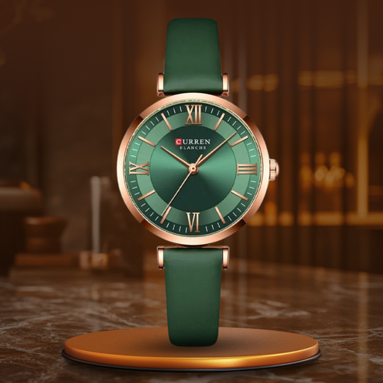 Women’s Classic Quartz Watch | 32 mm Case | Emerald Vegan Leather Strap | 3 ATM Water-Resistant