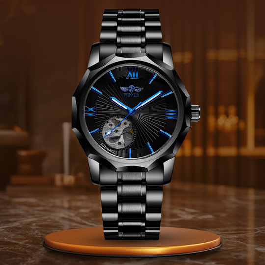 Men’s Premium Automatic Skeleton Watch | 42 mm Case | Octagonal Bezel | Leather Strap