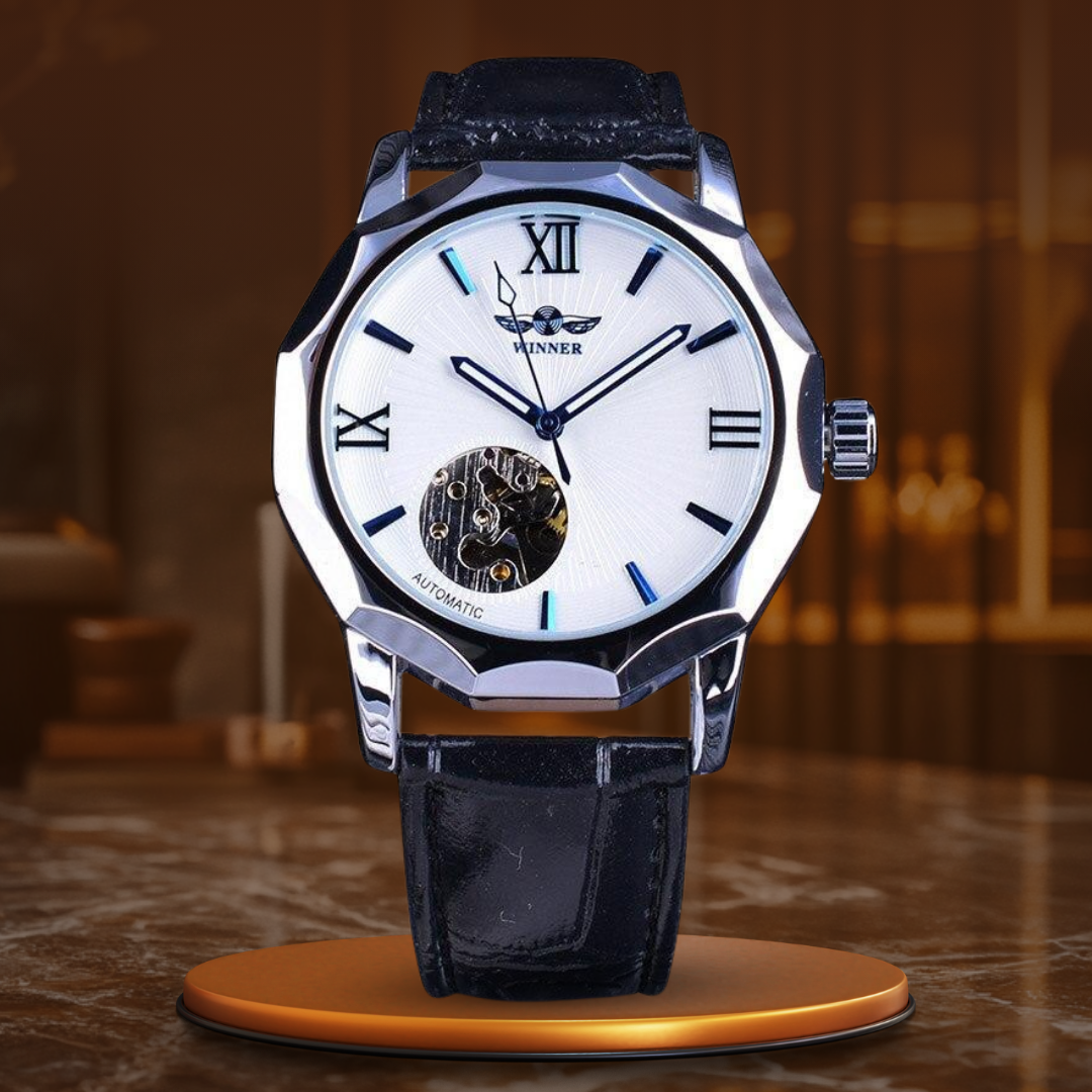Men’s Premium Automatic Skeleton Watch | 42 mm Case | Octagonal Bezel | Leather Strap