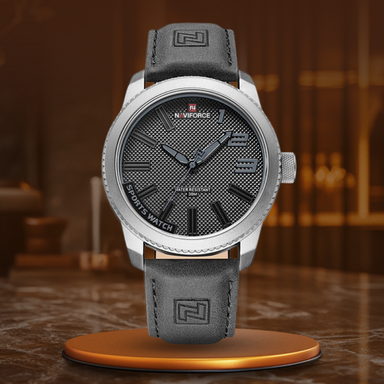 Men’s Military Sport Quartz Watch | 46 mm Case | Shock-Resistant | 3 ATM WR | Leather Strap