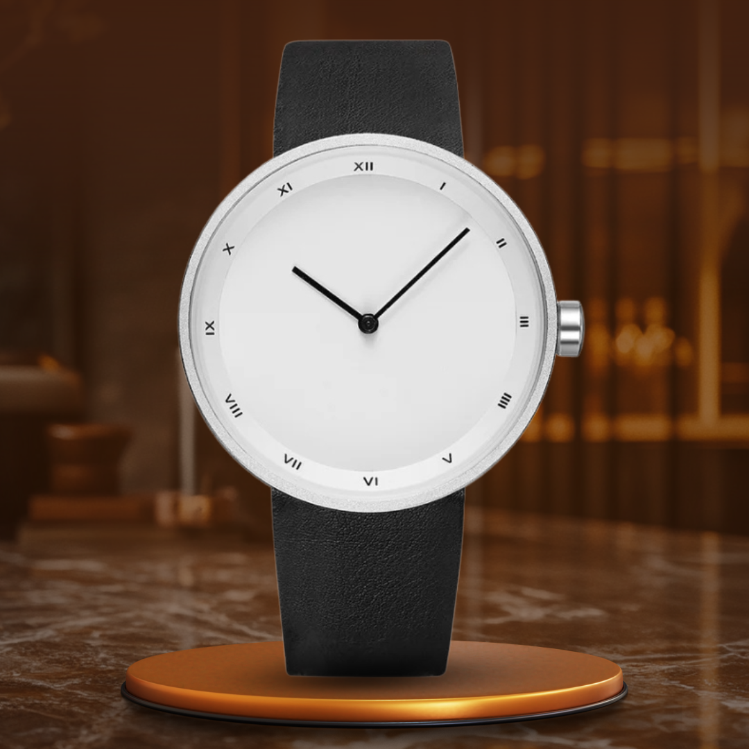 Unisex Minimalist Quartz Watch 40 mm | Slim Roman Dial | Leather Strap | 3 ATM Water Resistant