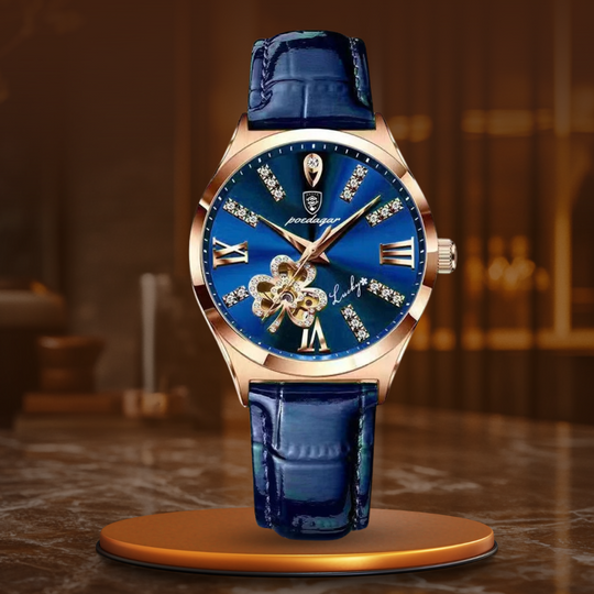 Women’s Moonphase Quartz Watch | 35 mm Case | Crystal Index Dial | 3 ATM WR | Leather Strap