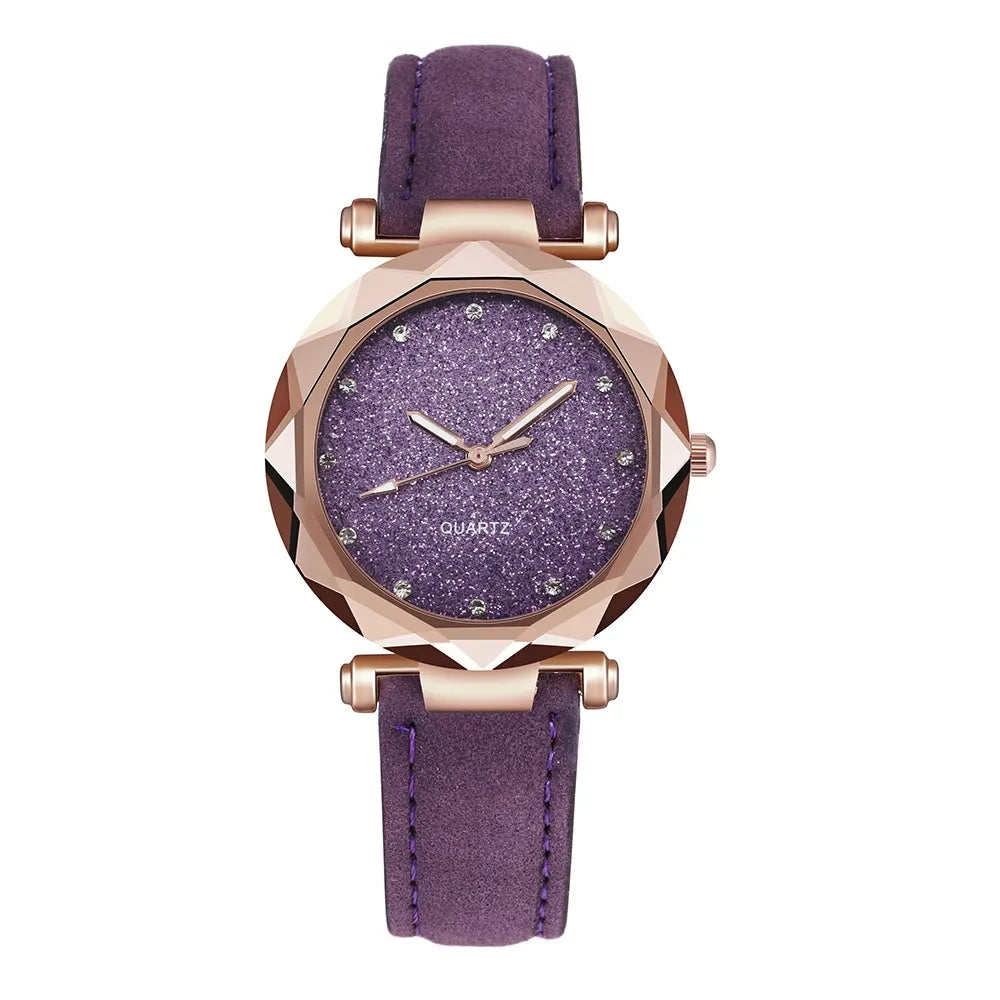 Women’s Rhinestone Vegan-Leather Dress Watch | 34 mm | Rose/Gold Accents